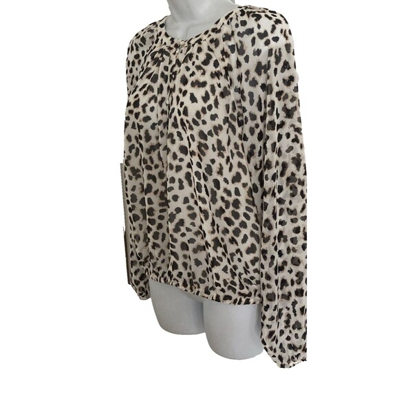 Express Chiffon Blouson Top Womens Small Animal Print Blouse Button Up Boho NWT - Picture 11 of 12